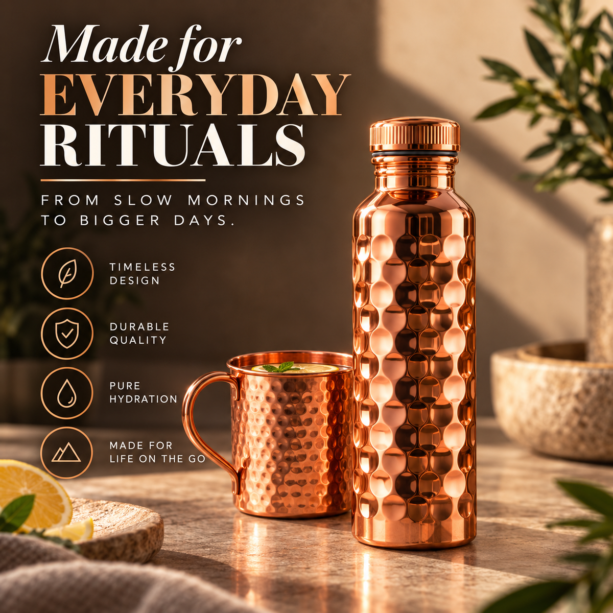 Honeycomb Bottle + Copper Cup